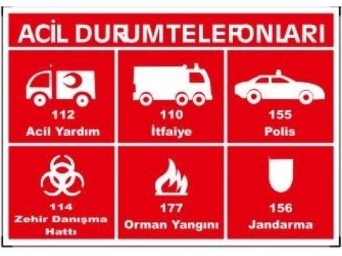 430 Acil Durum Telefonları Levhası Levha 25X35 cm
