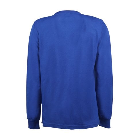 V Yaka Uzun Kol Saks Mavisi T-Shirt