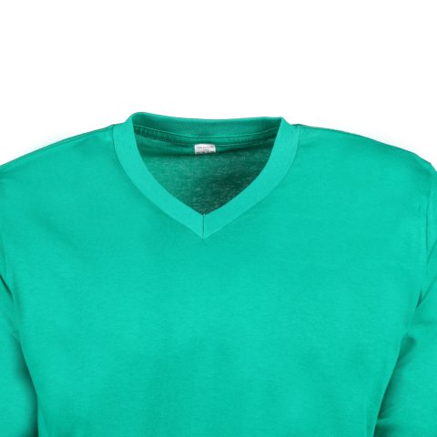 V Yaka Yeşil Uzun Kol T-Shirt