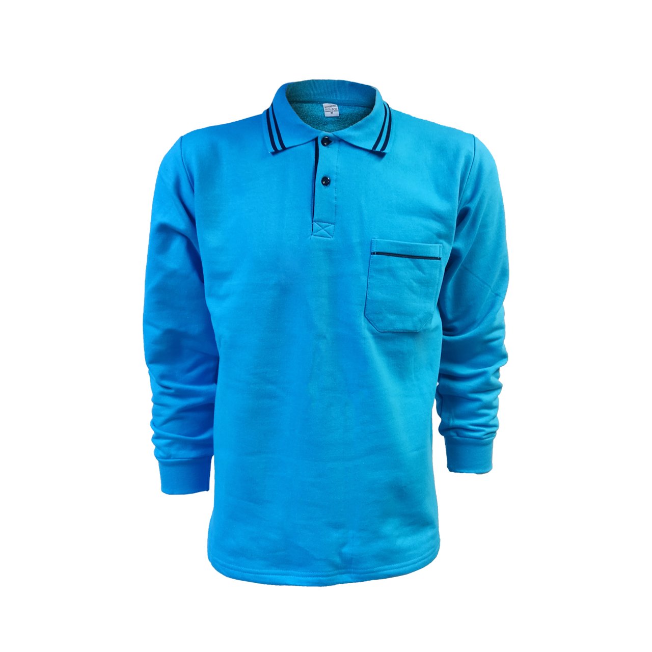 Çift Çizgili Polo Yaka Sweat Turkuaz