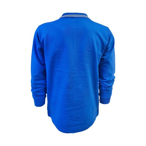 Çift Çizgili Polo Yaka Sweat Saks Mavi