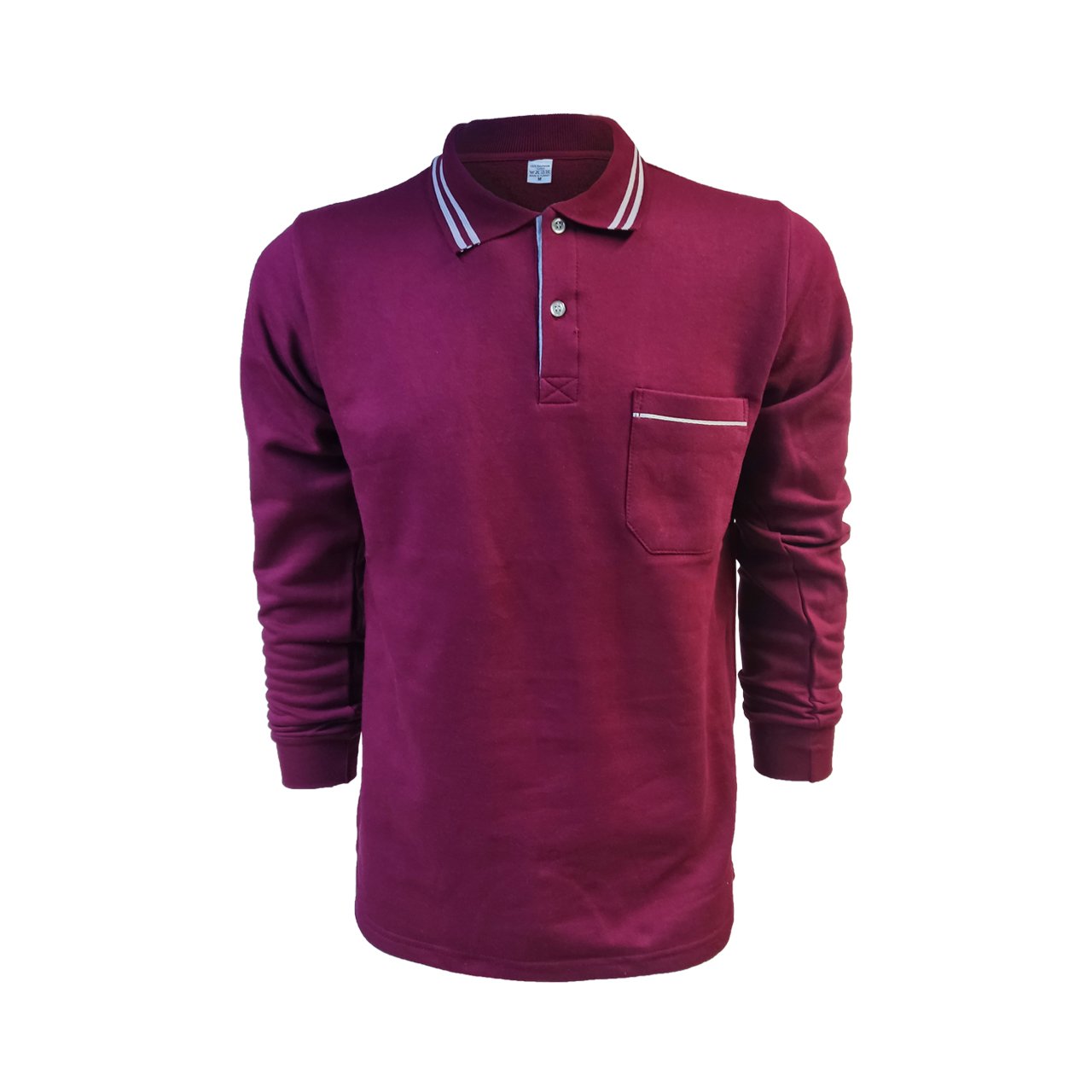 Çift Çizgili Polo Yaka Sweat Bordo
