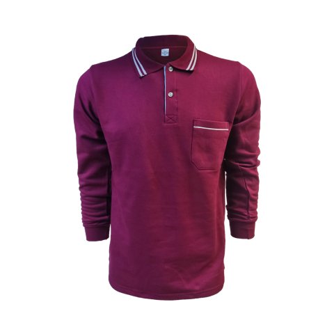 Çift Çizgili Polo Yaka Sweat Bordo