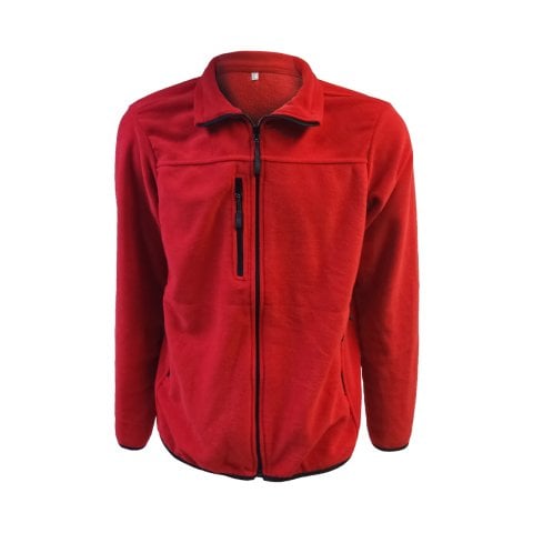 Kırmızı Polar Mont Cep Fermuar Detaylı