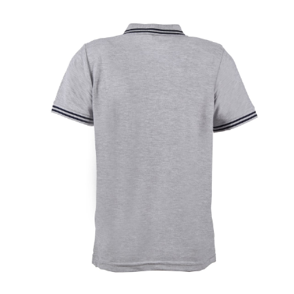 Melanj Gri Çift Çizgili Kısa Kol Polo Yaka T-shirt