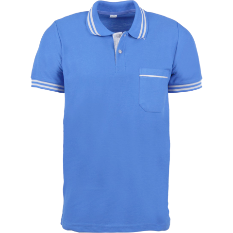 Açık Mavi Çift Çizgili Polo Yaka Tshirt