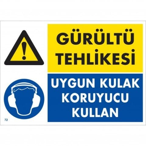072 Gürültü Tehlikesi Uygun Koruyucu Kullan Dekota Levha 25X35 cm