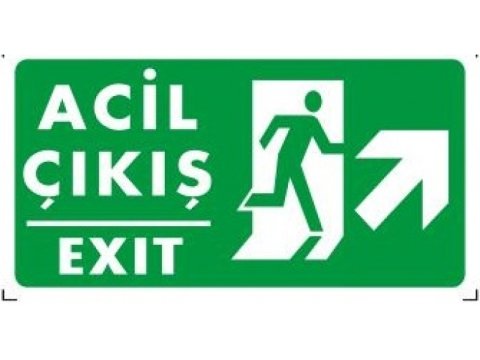 946 Acil Çıkış Sağ Üst Fotolümenli Levha 12X25 cm