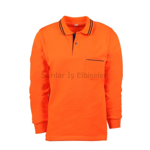 2 İp Polo Yaka Turuncu Sweat