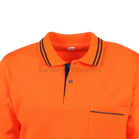 2 İp Polo Yaka Turuncu Sweat