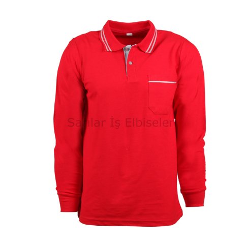 Kırmızı Polo Yaka Sweat