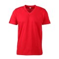 Kırmızı V Yaka Kısa Kol T-Shirt KIRMIZI - 2XL
