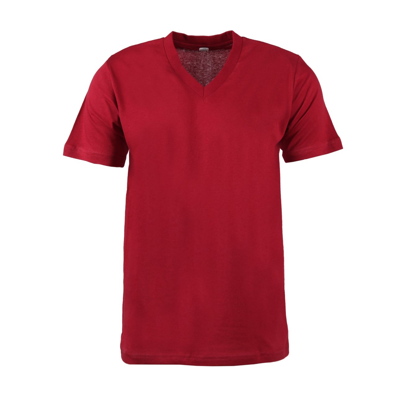 V Yaka Kısa Kol Bordo T-Shirt
