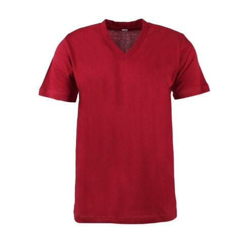 Bordo V Yaka Kısa Kol T-Shirt