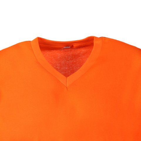 Turuncu V Yaka Kısa Kol T-Shirt TURUNCU - 5XL