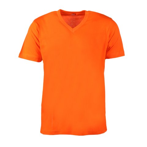 Turuncu V Yaka Kısa Kol T-Shirt TURUNCU - 5XL