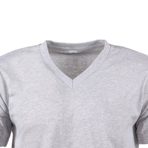 Melanj Gri V Yaka Kısa Kol T-Shirt