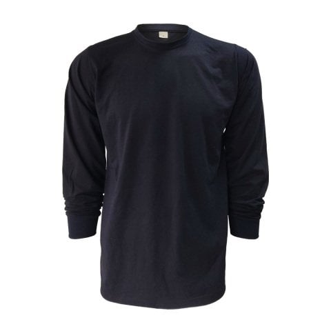 Sıfır Yaka  Lacivert Uzun Kol T-Shirt