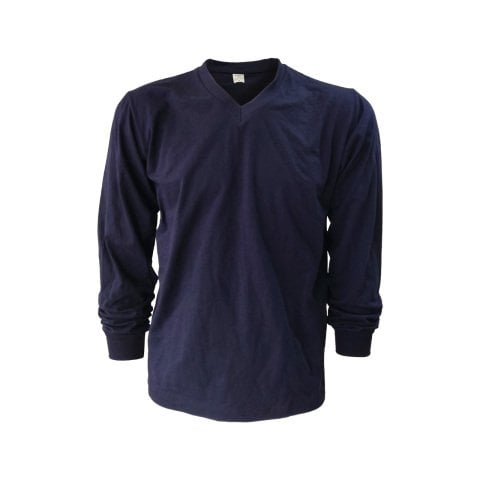 V Yaka  Lacivert Uzun Kol T-Shirt