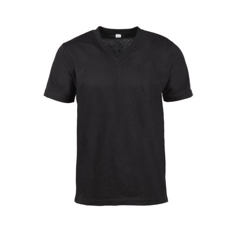 V Yaka Kısa Kol Siyah T-Shirt