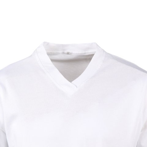 V Yaka Kısa Kol Beyaz T-Shirt