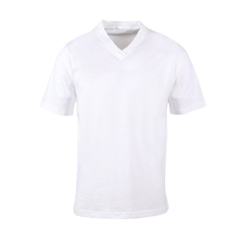 V Yaka Kısa Kol Beyaz T-Shirt