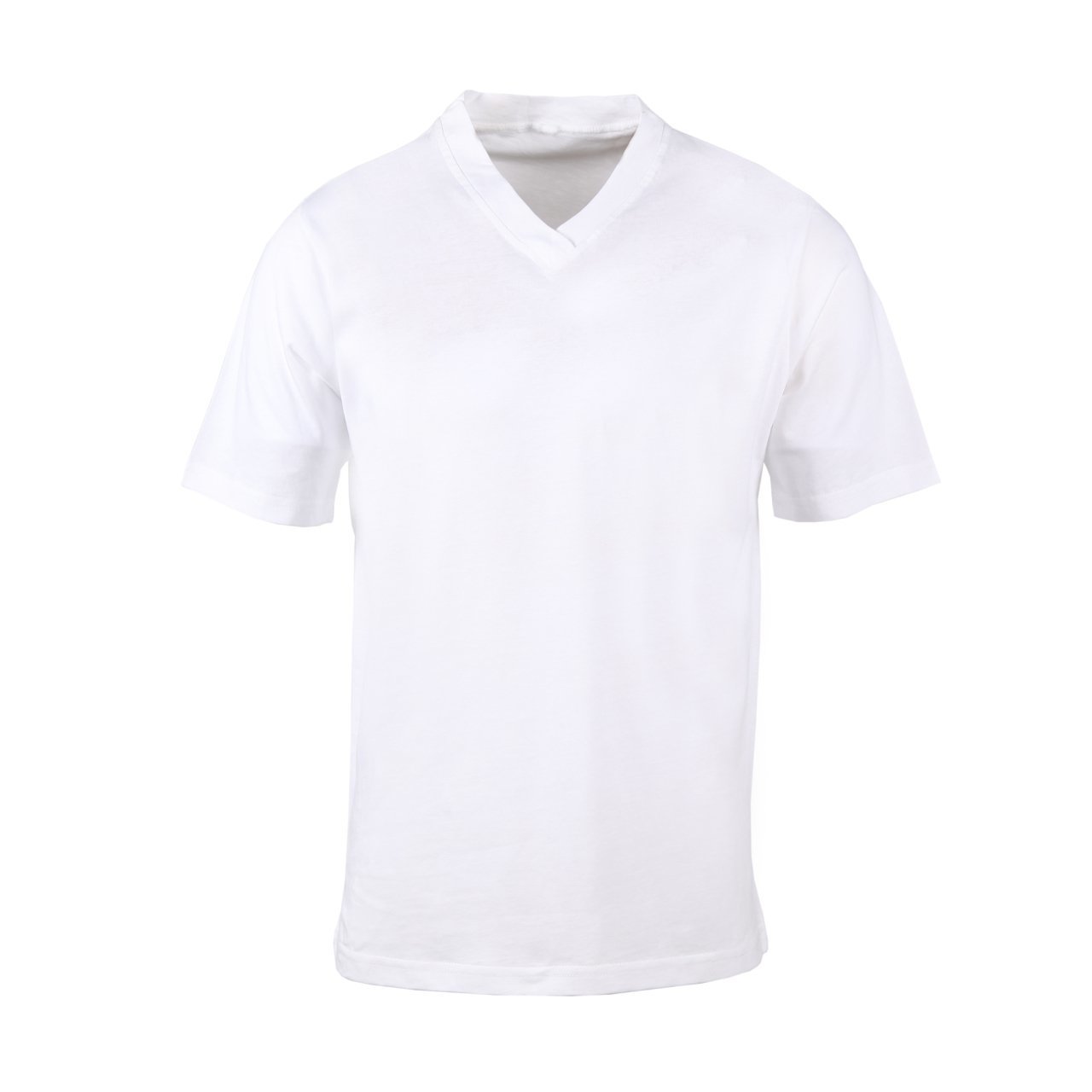 Beyaz V Yaka Kısa Kol T-Shirt BEYAZ - L