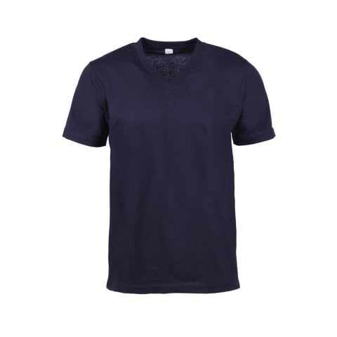 V Yaka Kısa Kol Lacivert T-Shirt