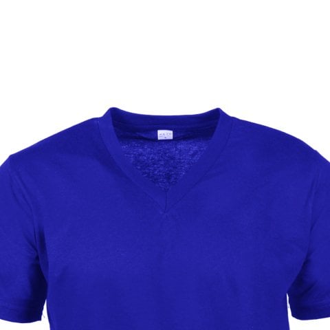 Saks Mavi V Yaka Kısa Kol T-Shirt