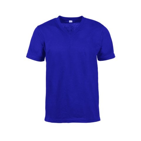 V Yaka Kısa Kol  Saks Mavisi T-Shirt
