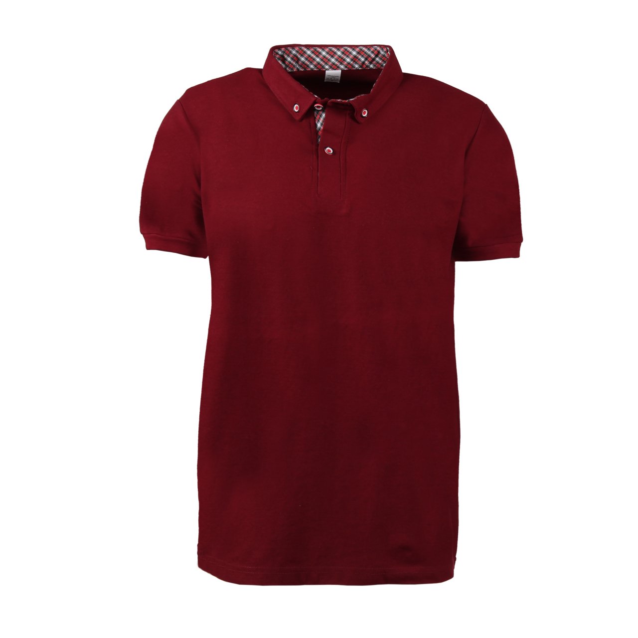 Bordo Gömlek Yaka Kısa Kol T-shirt