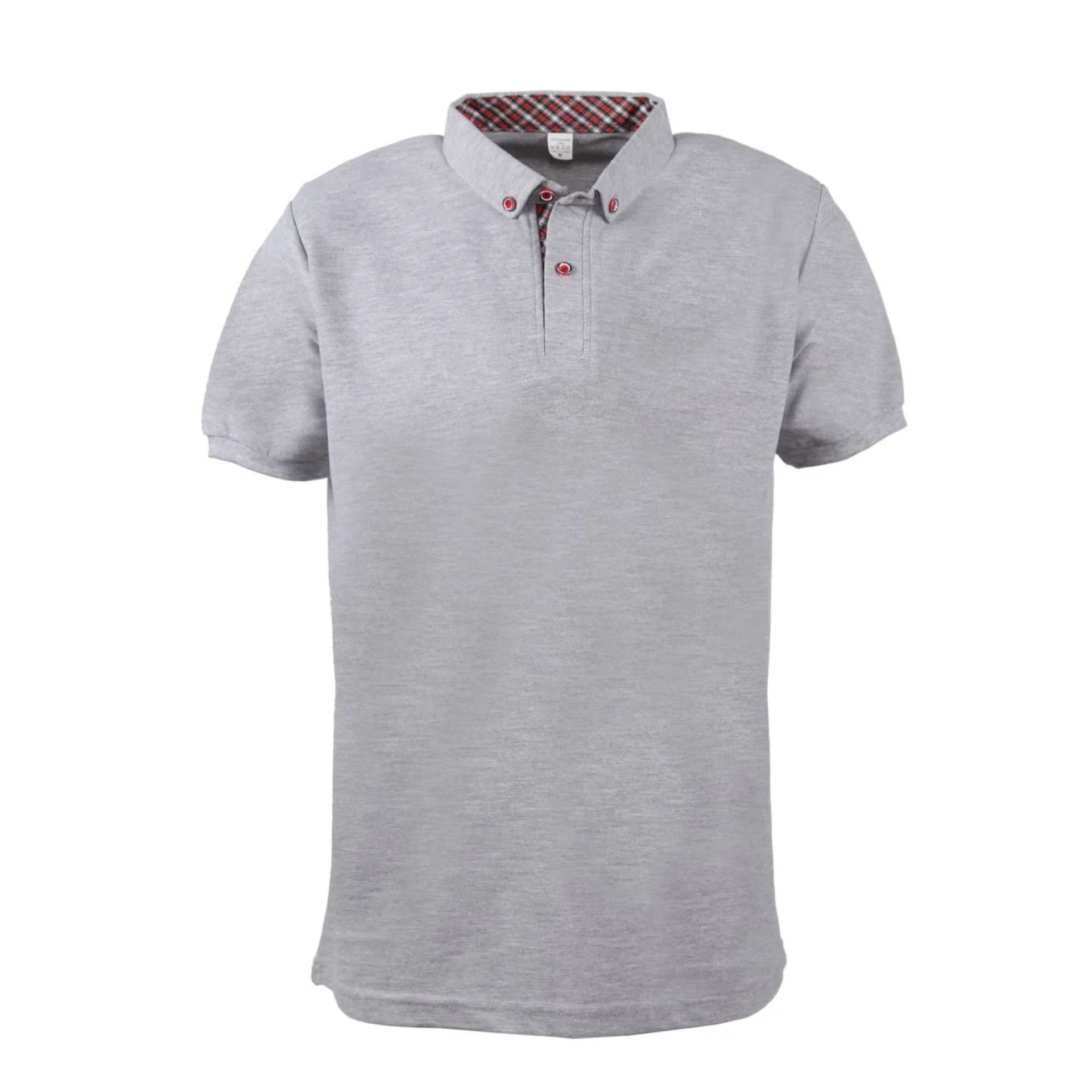 Melanj Gri Gömlek Yaka Kısa Kol T-shirt