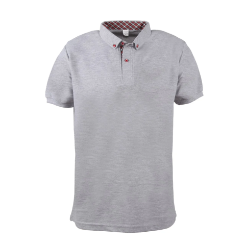 Melanj Gri Gömlek Yaka Kısa Kol T-shirt