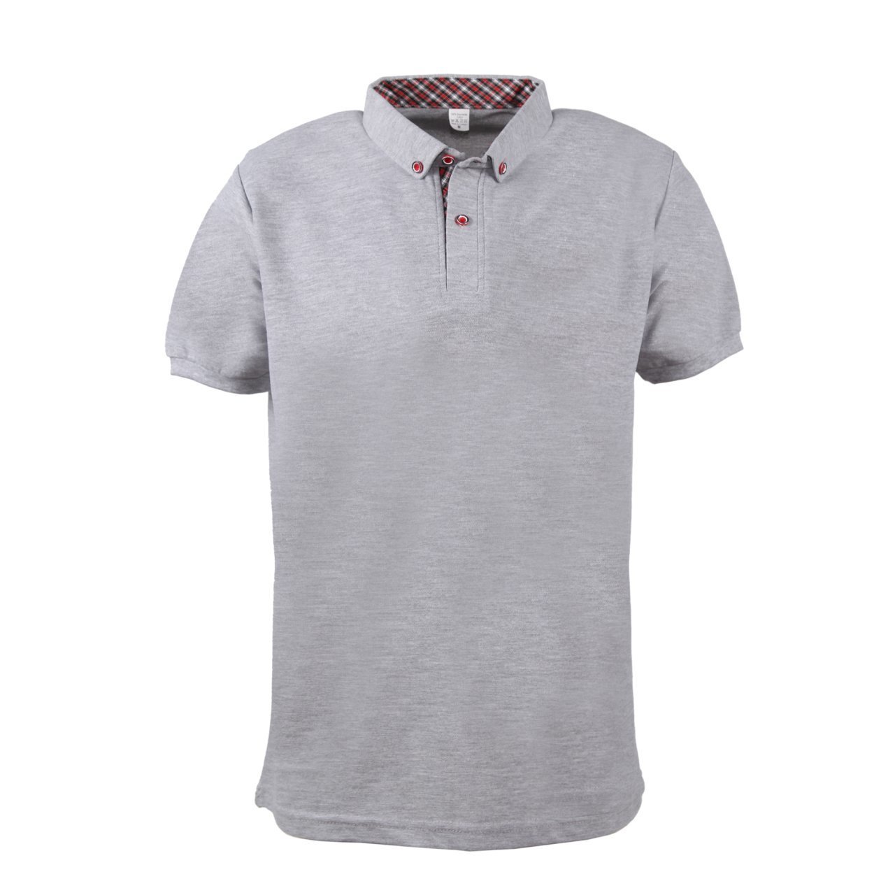 Melanj Gri Gömlek Yaka Kısa Kol T-shirt GRİ - XL