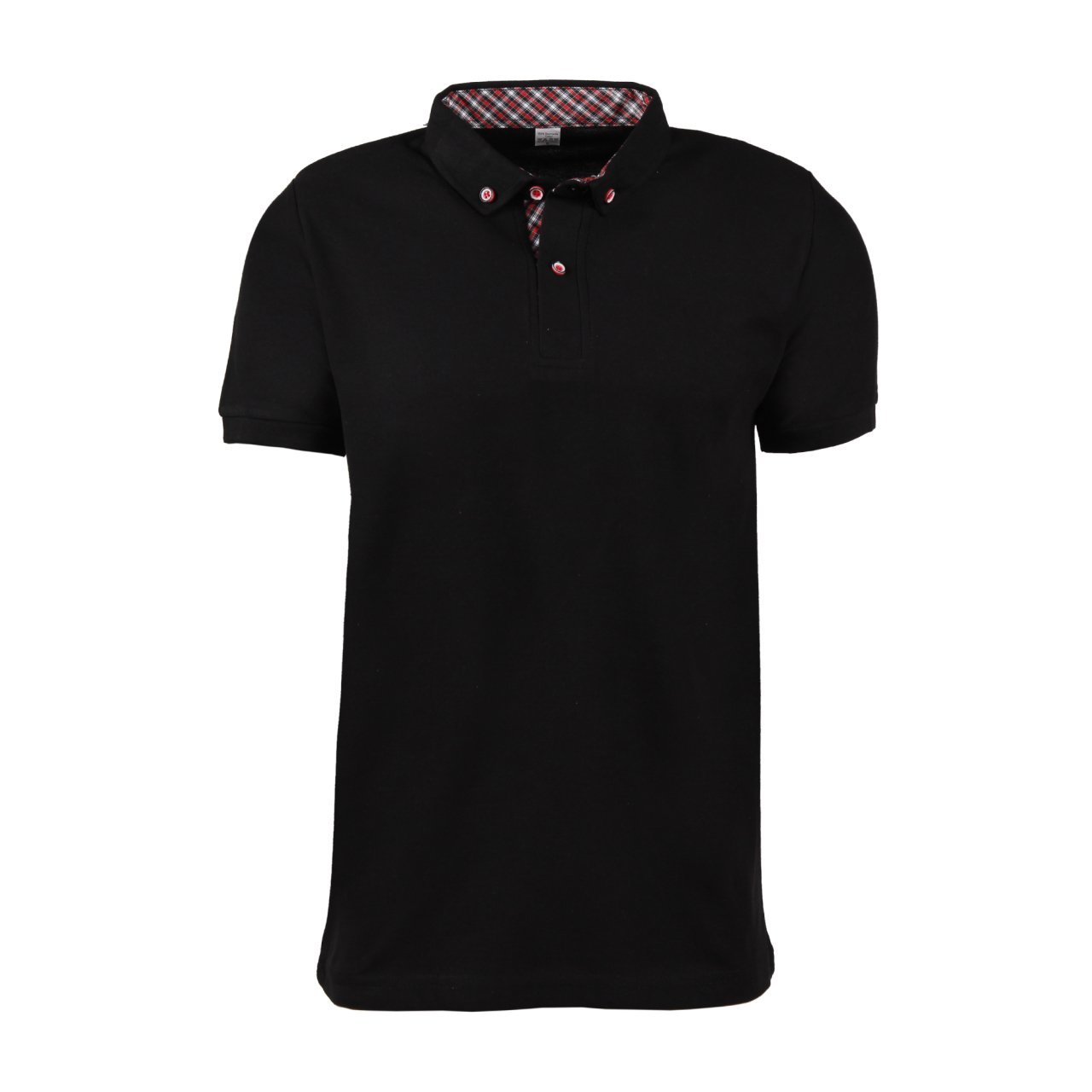 Siyah Gömlek Yaka Kısa Kol T-shirt SİYAH - 2XL