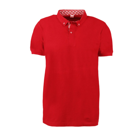 Kırmızı Gömlek Yaka Kısa Kol T-shirt