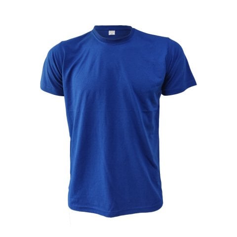 Sıfır Yaka Saks Mavi Kısa Kol T-Shirt