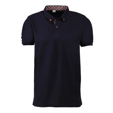 Lacivert Gömlek Yaka Kısa Kol T-shirt