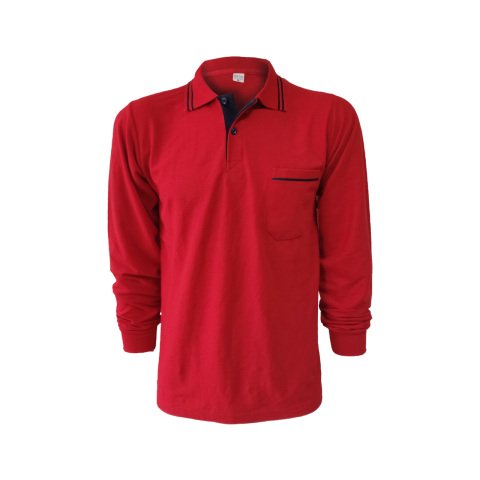 Kırmızı Uzun Kol Çift Çizgi T-shirt