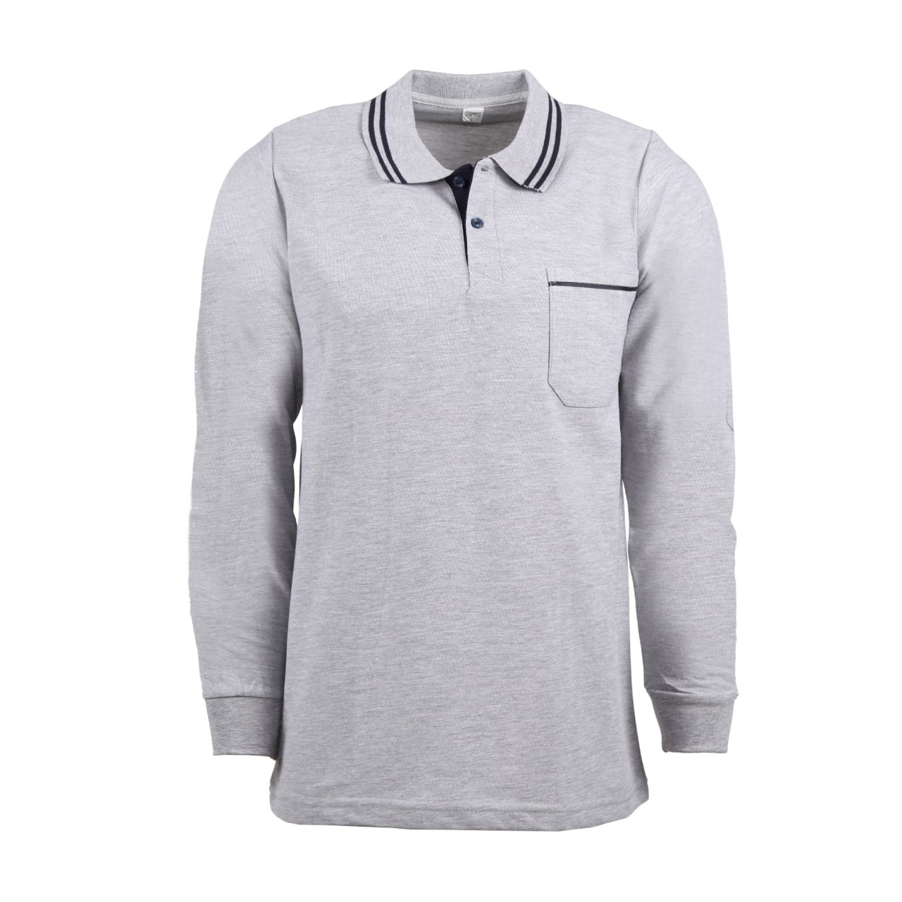 Melanj Gri Uzun Kol Polo Yaka T-shirt