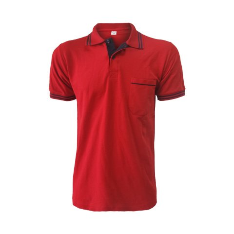 Kırmızı Kısa Kol  Çift Çizgili T-shirt