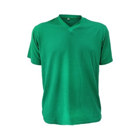 V Yaka  Yeşil Kısa Kol T-Shirt