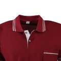 Bordo Kısa Kol T-shirt Çift Çizgili Cepli
