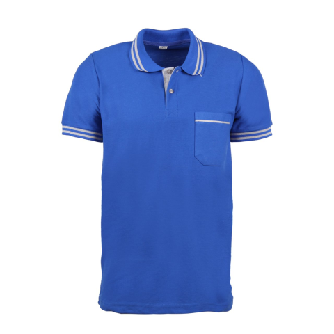 Saks Mavi Kısa Kol Polo Yaka Cepli T-shirt