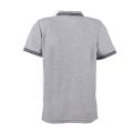 Polo Yaka Çizgili Cepli Melanj Gri Kısa Kol T-shirt