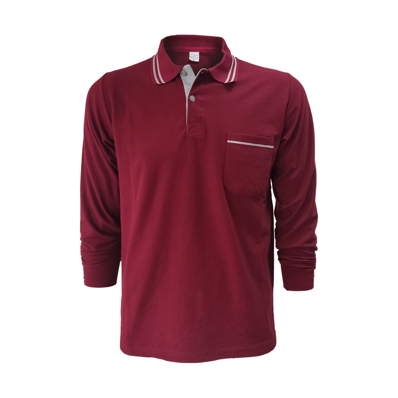 Bordo Uzun Kol Polo Yaka T-shirt
