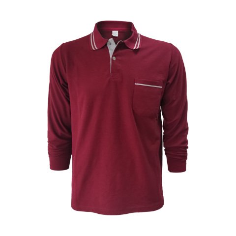Bordo Uzun Kol Polo Yaka T-shirt