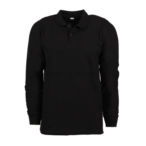 2 İp Polo Yaka Siyah Sweat
